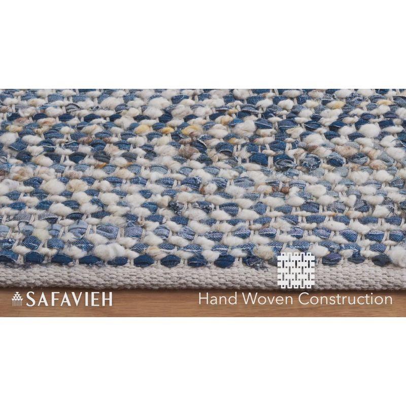 Blue and Light Grey Handmade Wool Runner Rug