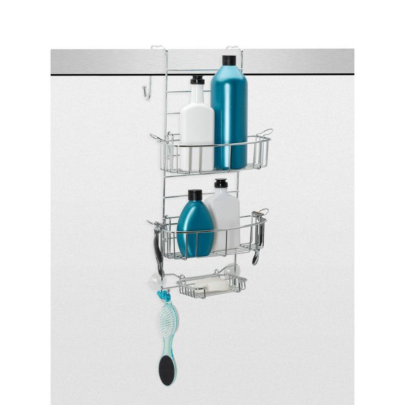 Zenna Home Over the Door Adjustable Rust-Resistant Shower Caddy Stainless Steel: Bathroom Organizer, Metal Hanging Shelf