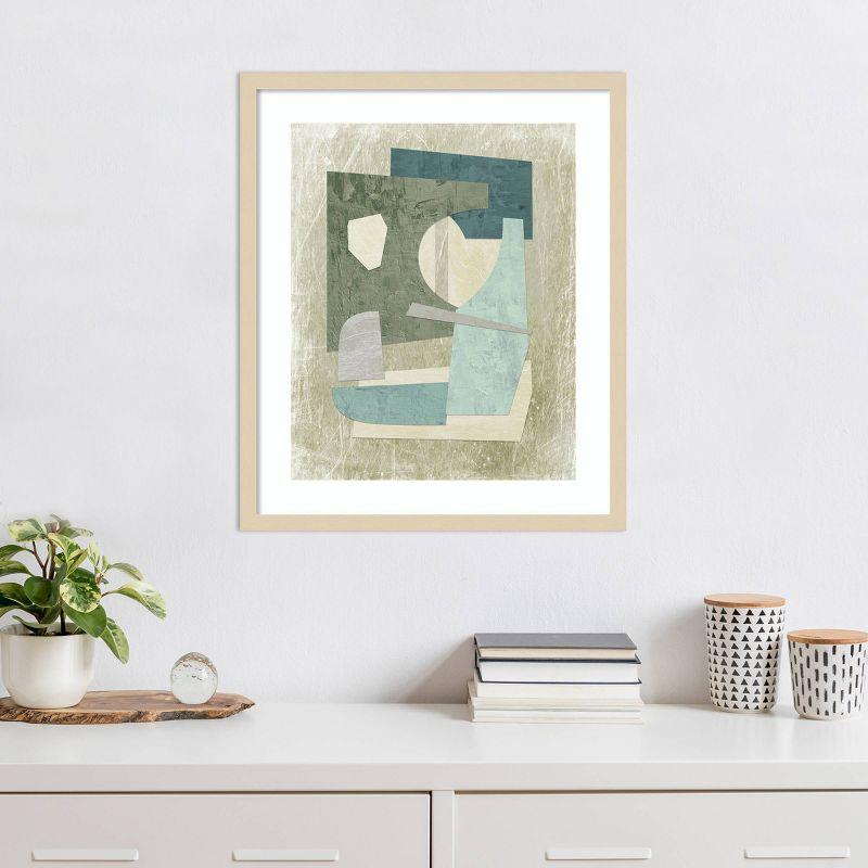 Mid-Century Collage II Abstract Framed Wall Art in Natural Wood