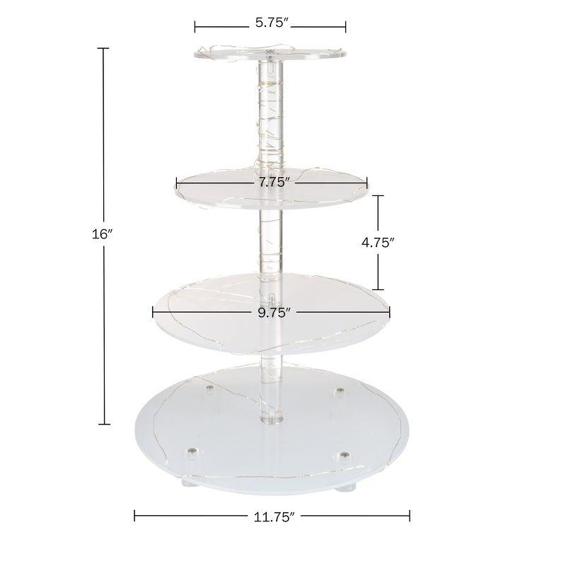 Clear 4-Tier Round Acrylic Cupcake Stand with LED Lights