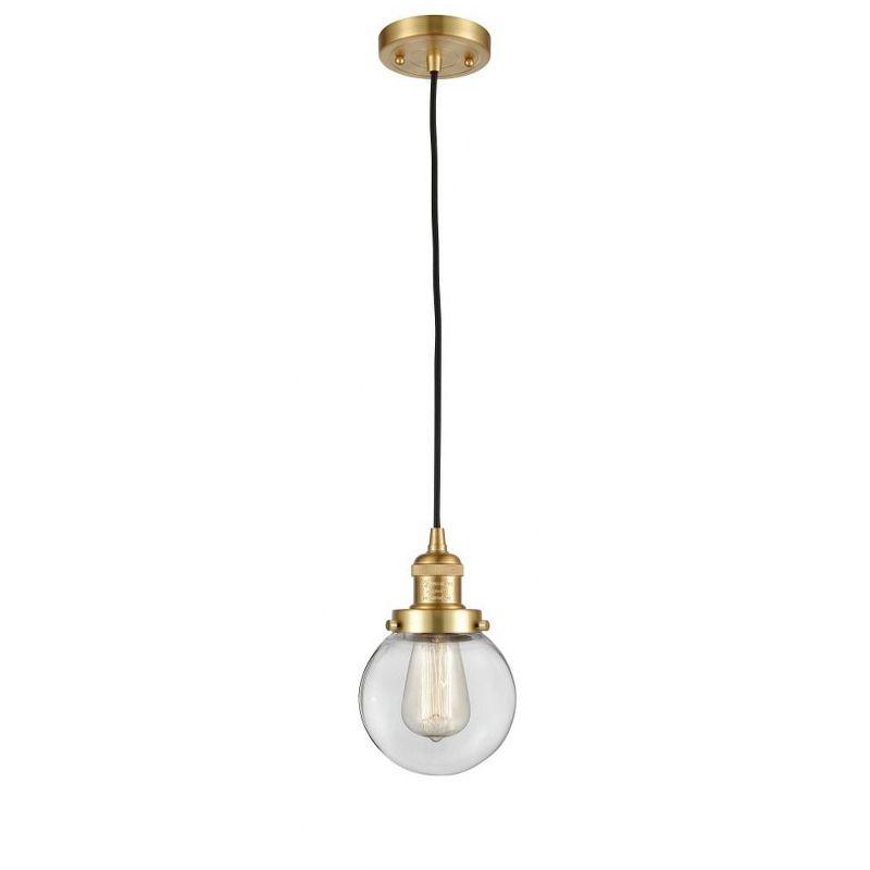 Satin Gold Mini Globe Pendant Light with Clear Glass Shade