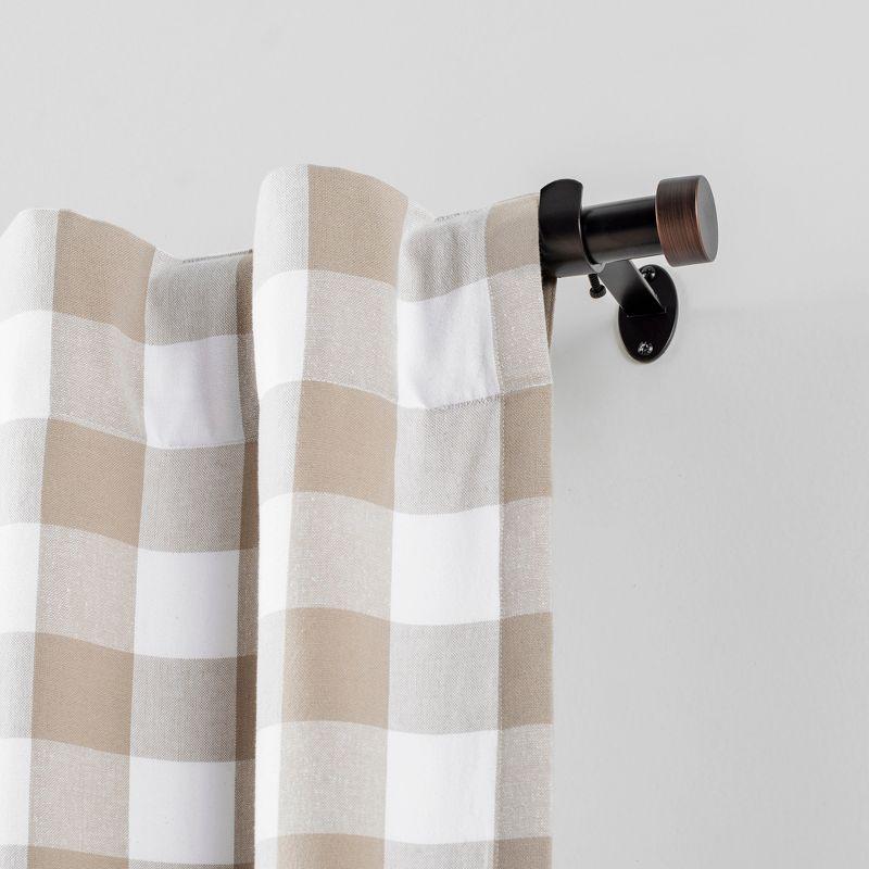 Serena 1" Window Drapery Single Curtain Rod with Contemporary Finial - 86" - Antique Bronze - Elrene Home Fashions