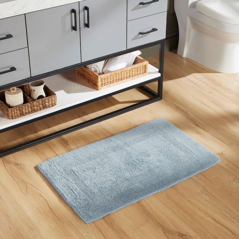 Better Trends Lux 100% Cotton Tufted Solid Reversible Bath Rug 21" x 34" Rectangle - Blue