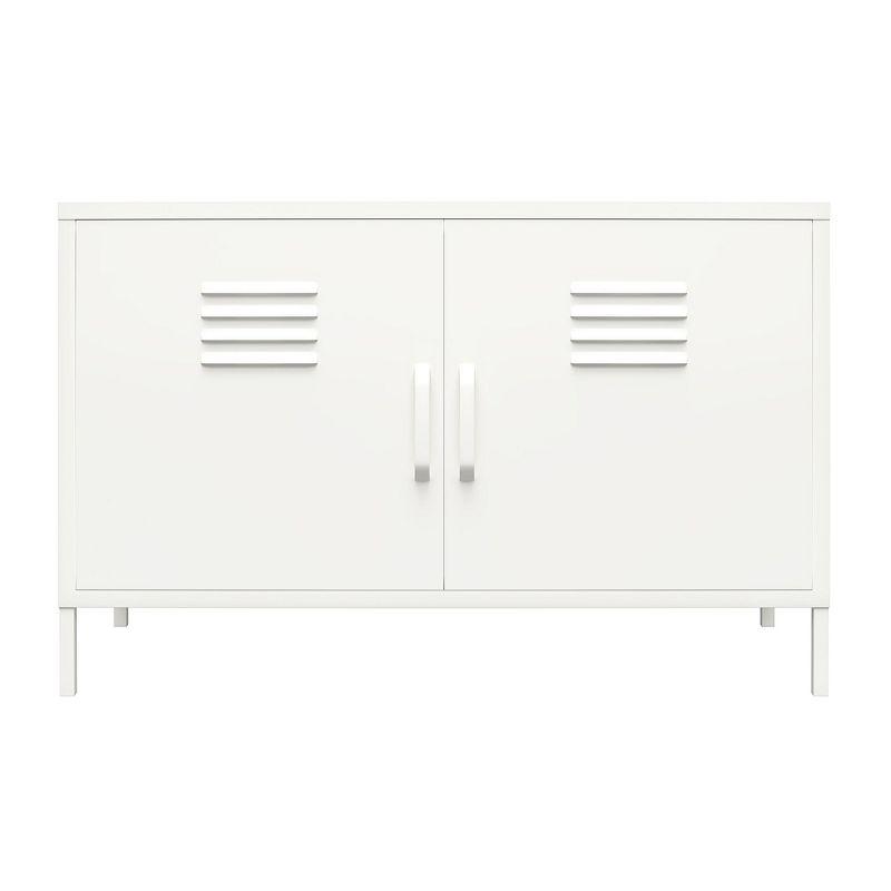 RealRooms Shadwick 2 Door Wide Metal Locker Accent Storage Cabinet, Soft White