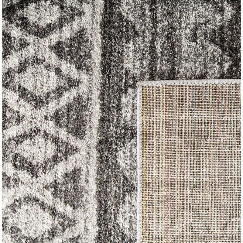 Ivory and Charcoal 6' x 9' Hand-knotted Synthetic Area Rug