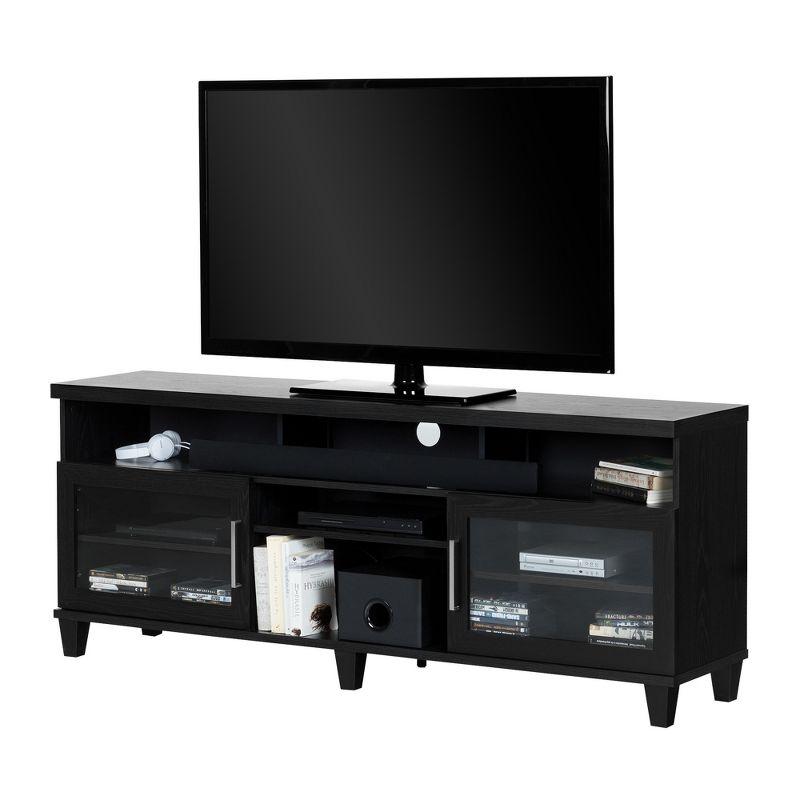 Adrian TV Stand for TVs up to 75'' Black Oak - South Shore: Laminated Particleboard, Metal Hardware, Adjustable Shelves