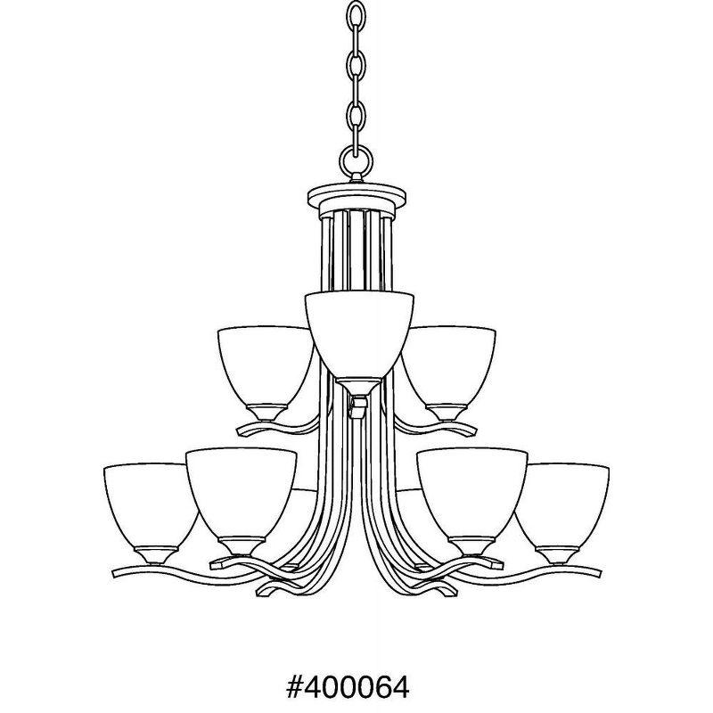 Progress Lighting Laird 9-Light Chandelier, Brushed Nickel, Glass Shades