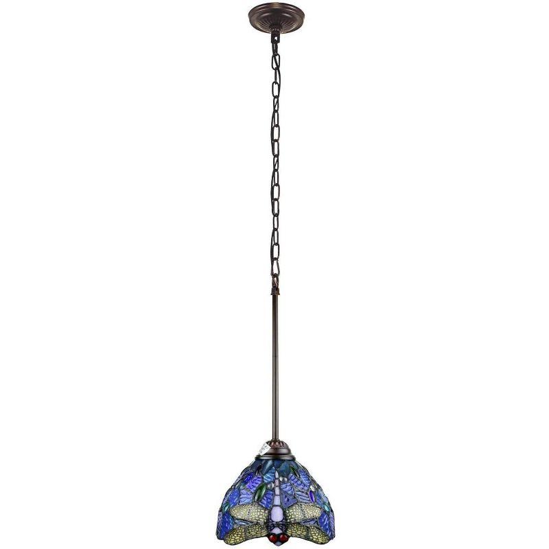 Chloe Lighting Sunniva Dragonfly Tiffany-Style 1 Light Mini-Pendant 8 Inch Wide