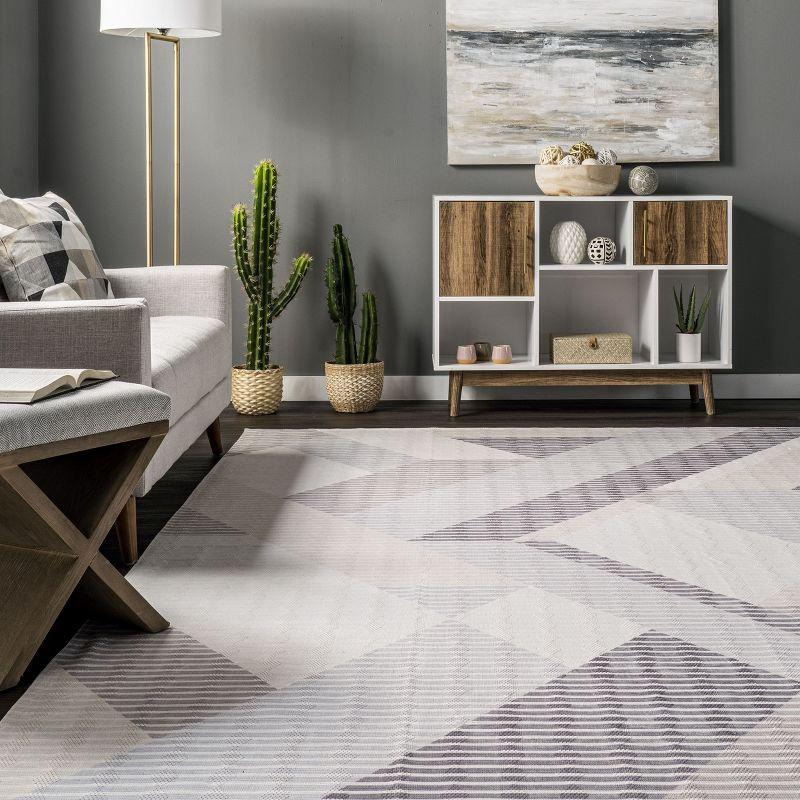 Nuloom Alesha Modern Striped Machine Washable Indoor Area Rug Beige 4' x 6'