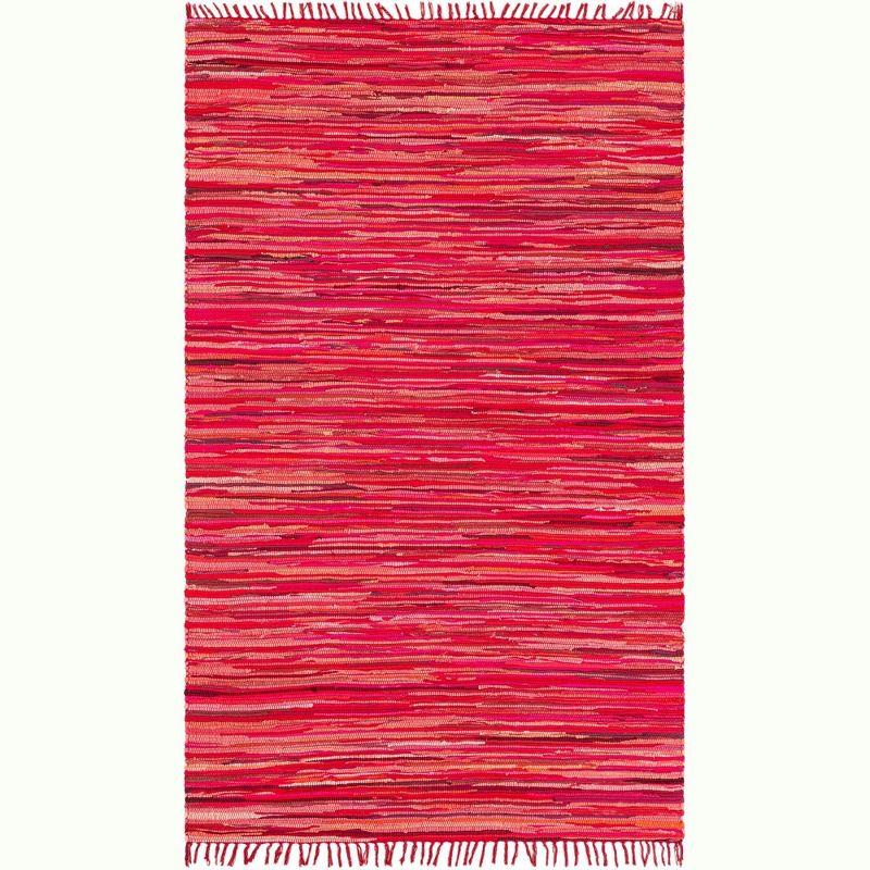 Unique Loom Chindi Cotton Striped Geometric Indoor Hand Made Fringe Area Rug