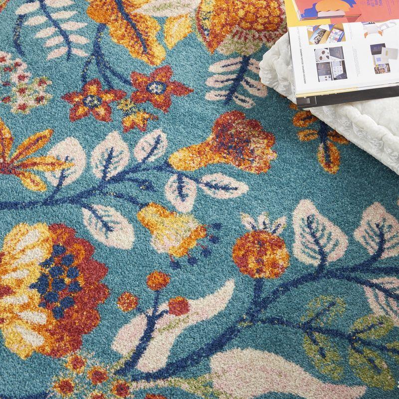 Nourison Allur Botanical Indoor Area Rug Turquoise Multicolor 5'3" x 7'3"