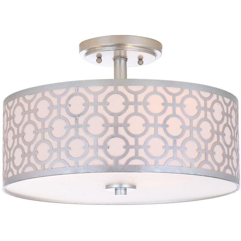 Vera Modern 15.5" Silver Chain-Link Drum Flush Mount Light