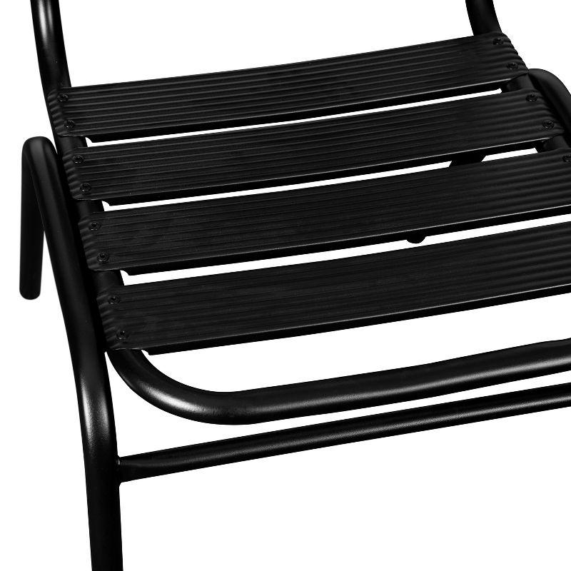 Emma and Oliver Aluminum Commercial Indoor-Outdoor Armless Restaurant Stack Chair with Triple Slat Back