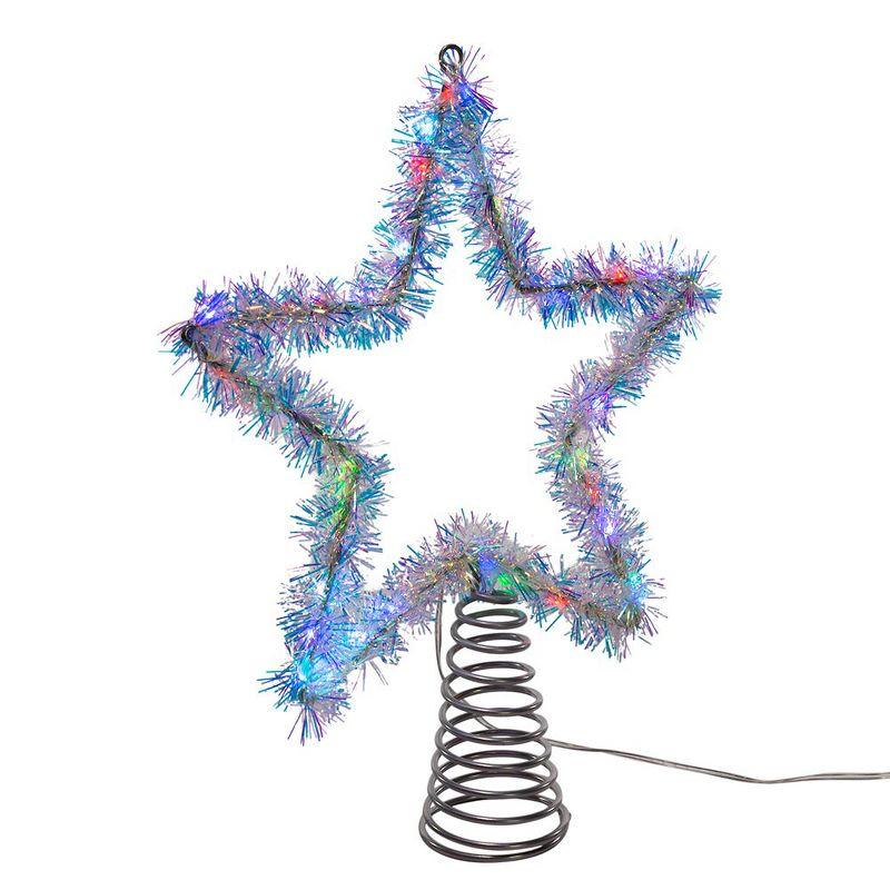 Kurt Adler 12.2 Inch Tinsel Star Tree Topper with RGB LED Lights