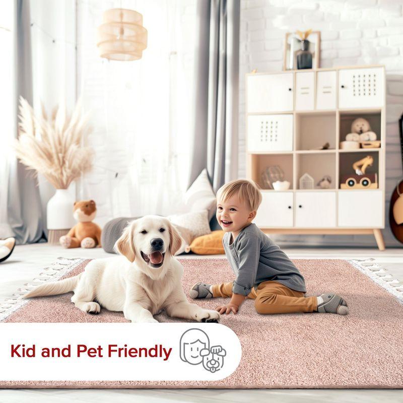 Nuloom Neva Solid 8x11 Shag Indoor Area Rug for Living Room Bedroom Dining Room Nursery, Blush/Ivory