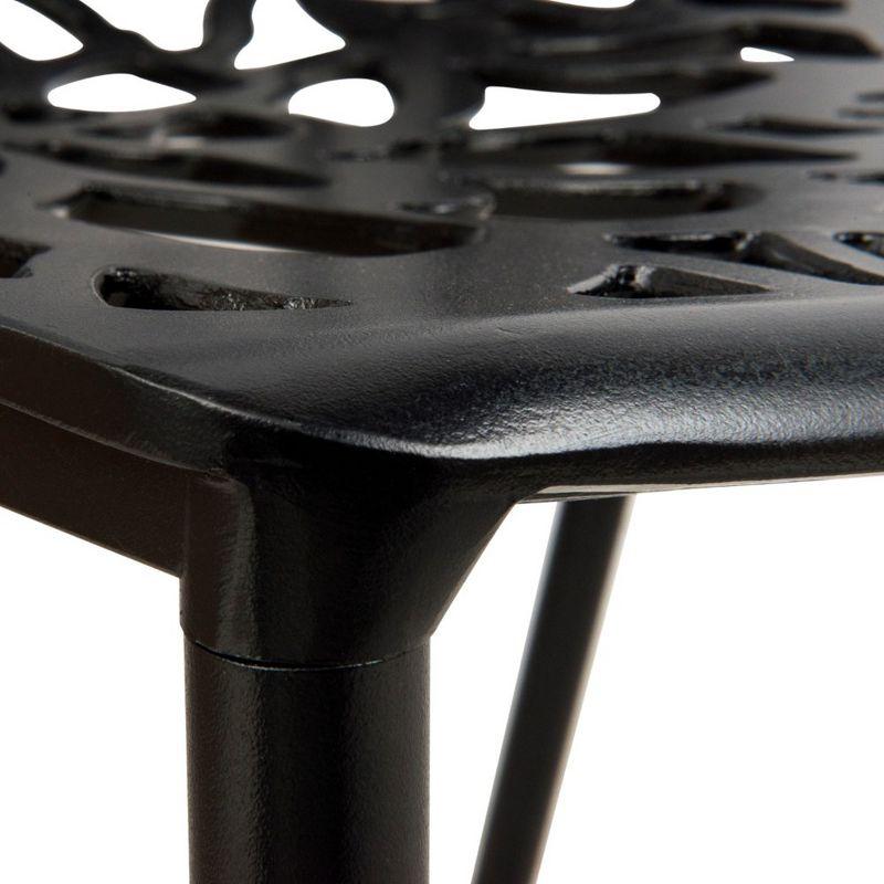 LeisureMod Devon Modern Aluminum Outdoor Stackable Dining Chair, Black