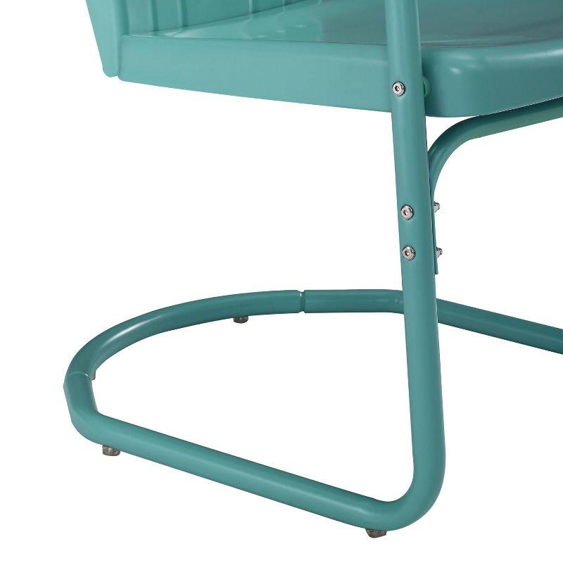 2pc Tulip Retro Metal Chair - Blue - Crosley: Steel Construction, Weather-Resistant, Vintage Design