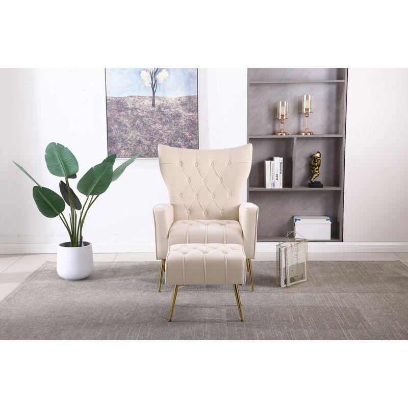 Modern Upholstered Accent Chair, Comfy Armchair with Ottoman-ModernLuxe