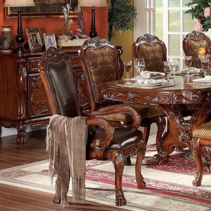 Acme Furniture Dresden Dining Chairs Brown Synthetic Leather/Cherry Oak Finish