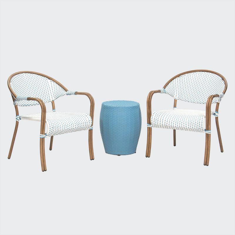 Beige and Blue Aluminum 3-Piece Bistro Set