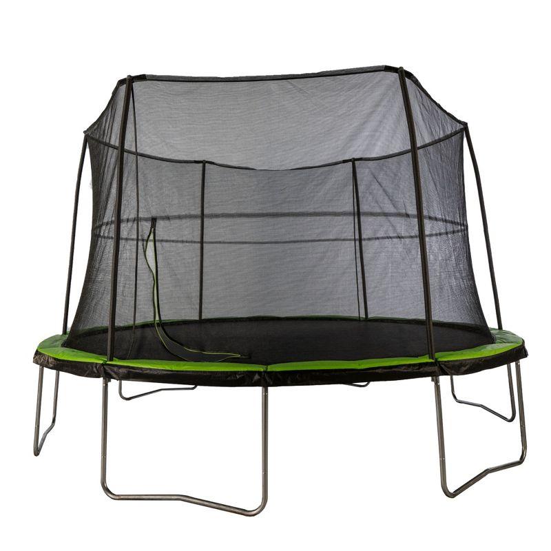 JumpKing 14 Foot Round Trampoline and Enclosure System with Galvanized Steel Frames and 200 Pound Capacity for Kids and Adults, Black/Lime Green