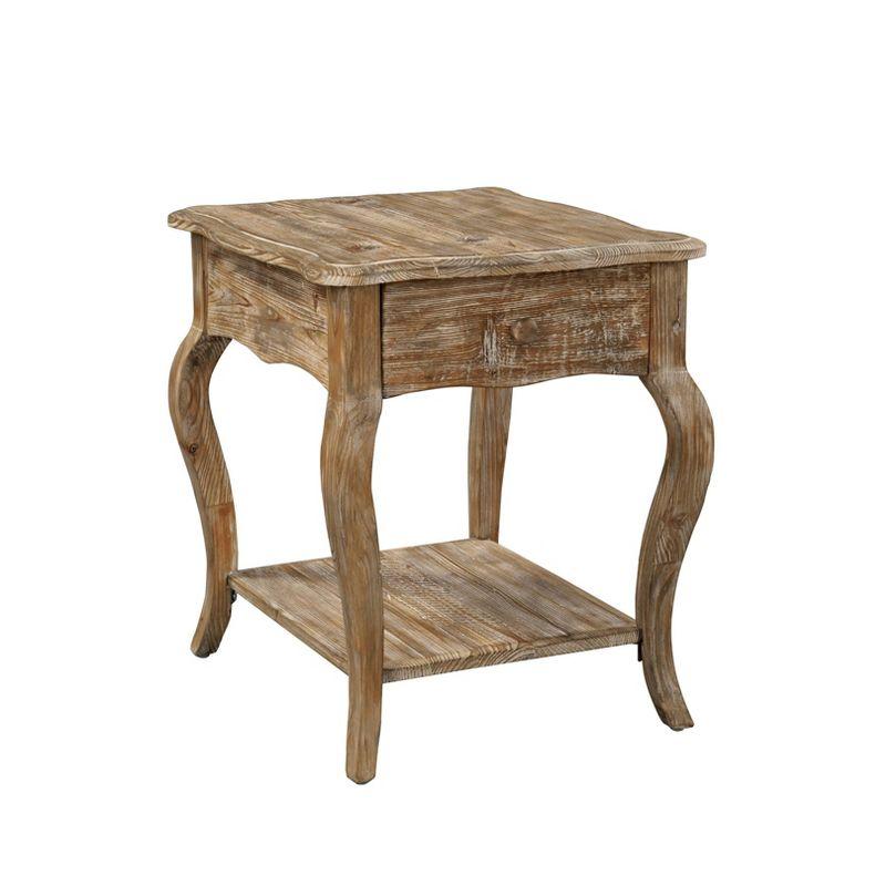 Alaterre Furniture Rustic Reclaimed End Table Distressed Brown: Hardwood Accent Table, Rectangle Shape, Spot Clean