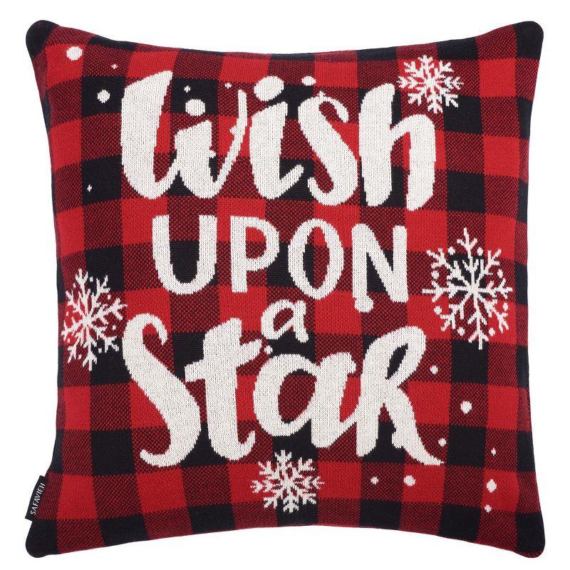 18" Red and Black Gingham Holiday Wish Pillow