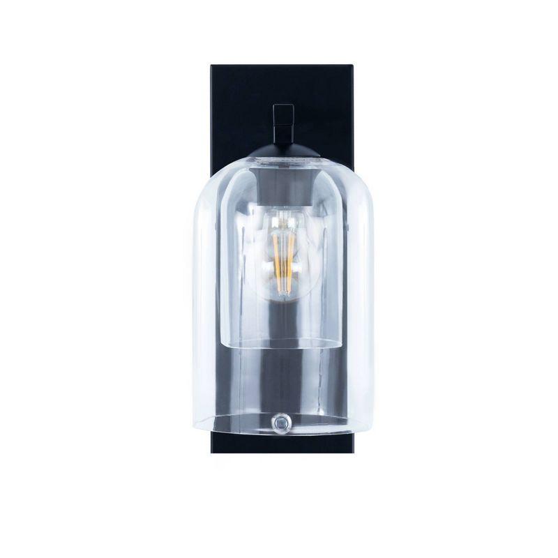 Matte Black Industrial-Style Dimmable Wall Sconce with Glass Dome