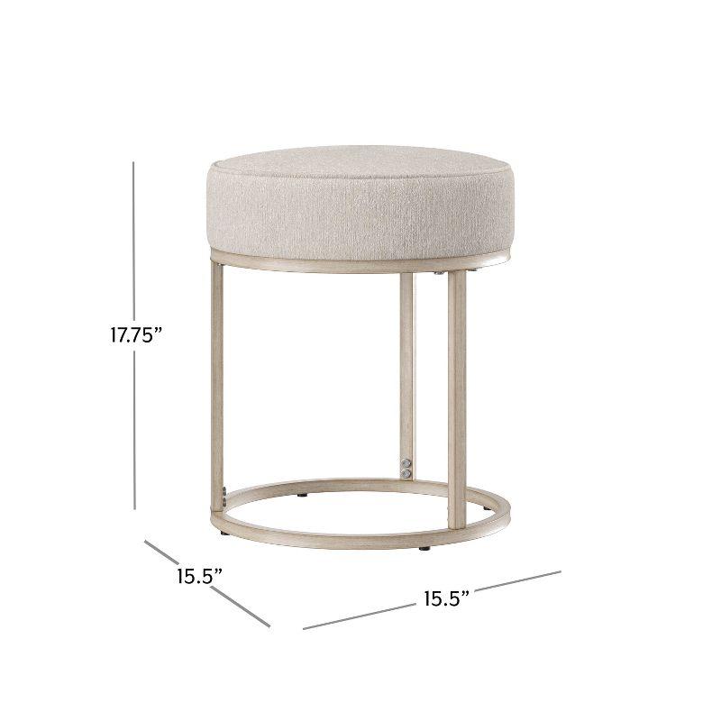 18" Swanson Backless Upholstered Metal Vanity Stool Bone White - Hillsdale Furniture: Round Padded Seat, Modern Design
