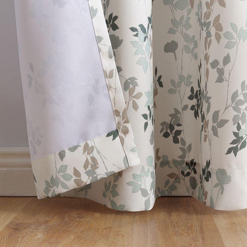 Harbor Blue Floral Print Grommet Curtain Panel