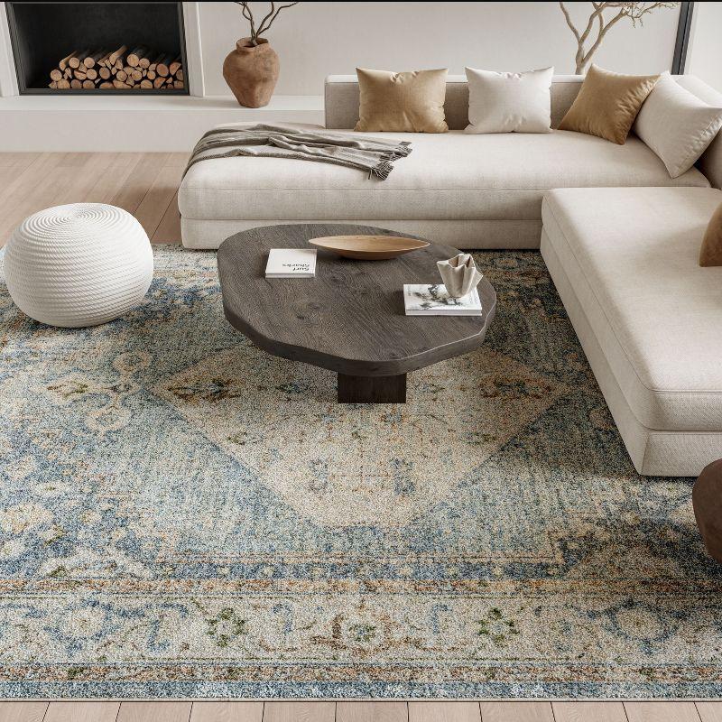 Nourison Astra Machine Washable Vintage Persian Indoor Rug Silver Blue 7'10" x 10'