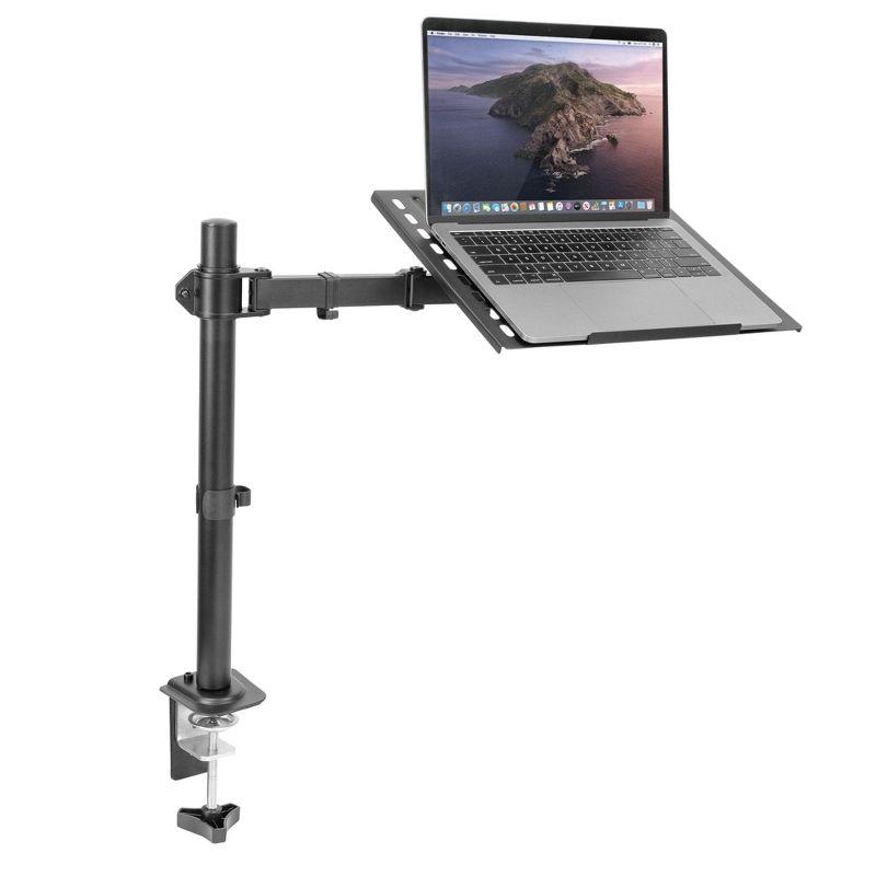 Mount-It! Laptop Desk Mount | Full Motion Laptop Arm with Vented Tray | Clamp and Grommet Base | Laptop Tray Works with Screens Up to 17" Inches