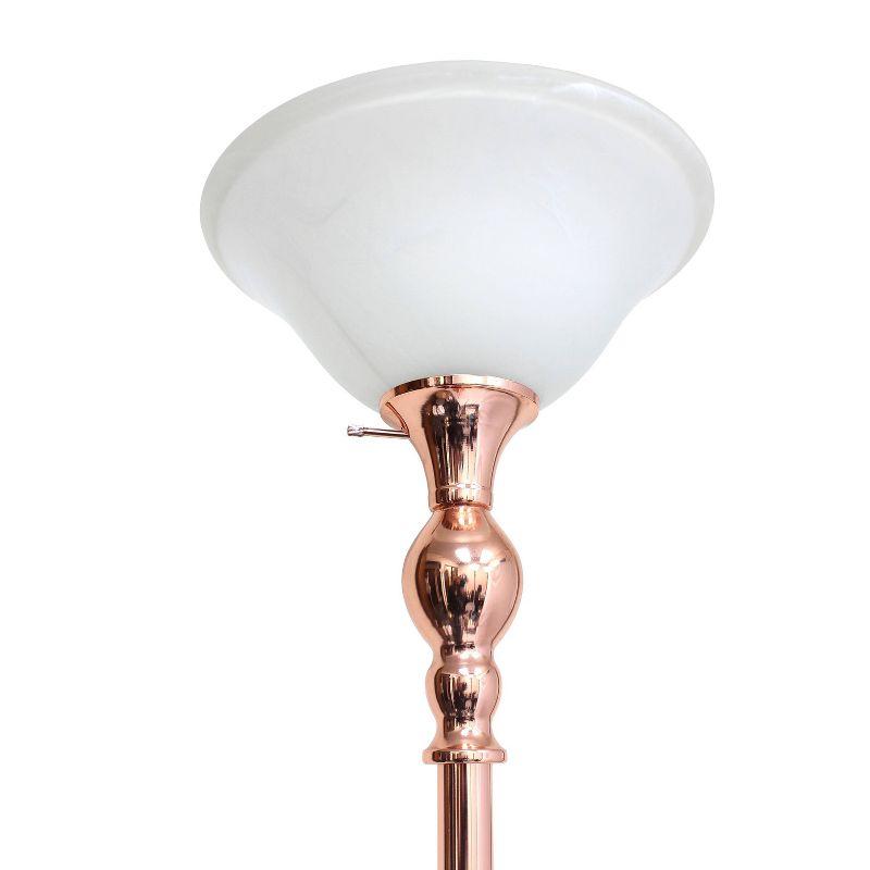 1-Light Torchiere Floor Lamp with Marbleized Glass Shade - Elegant Designs