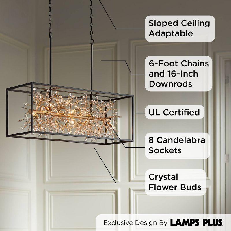 Possini Euro Design Carrine Black Gold Linear Pendant Chandelier 38 1/2" Wide Modern Clear Crystal 8-Light Fixture for Dining Room Kitchen Island Home