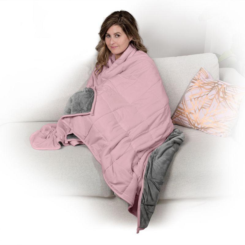 Ella Jayne 12lb Grey and Pink Reversible Weighted Blanket