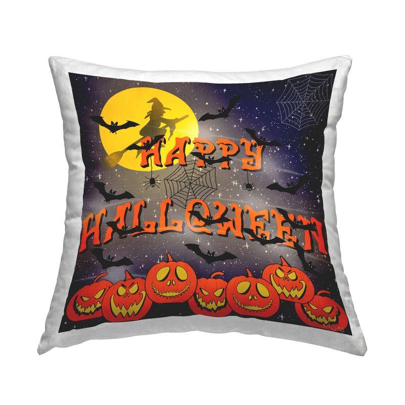 Happy Halloween Scene Square Decorative Throw Pillow