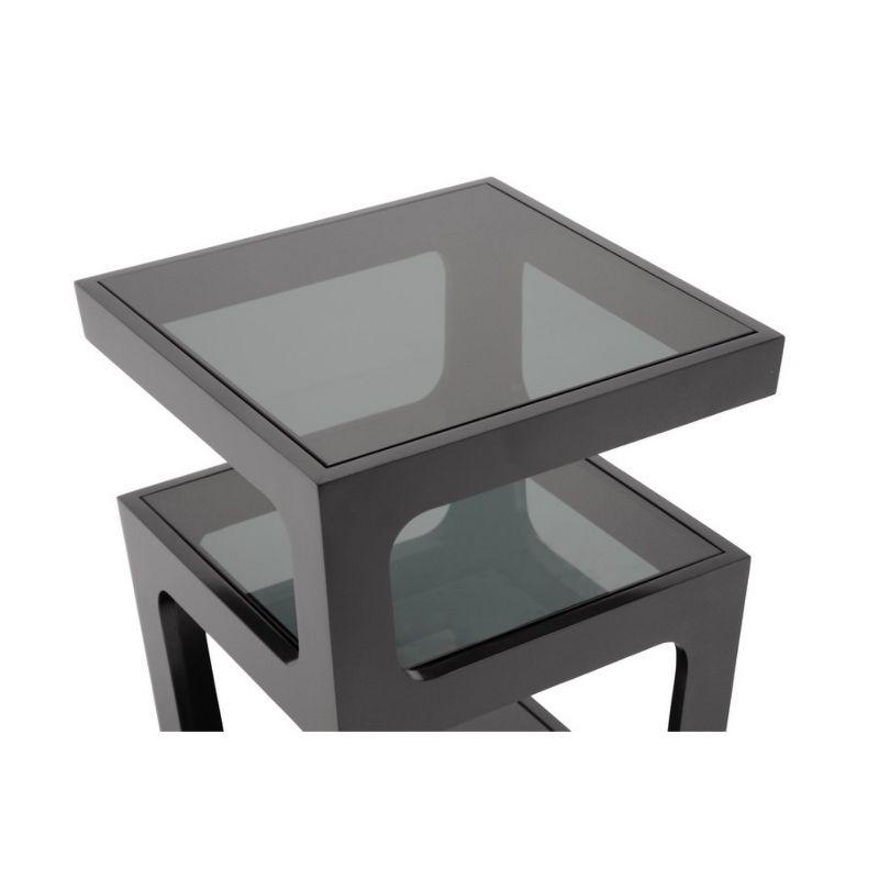 Clara Modern End Table with 3 Tieglass Shelves Black - Baxton Studio