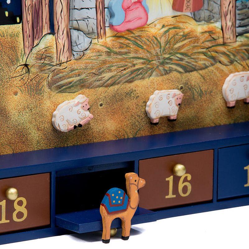 Blue and Red Nativity Advent Calendar with Magnetic Figures