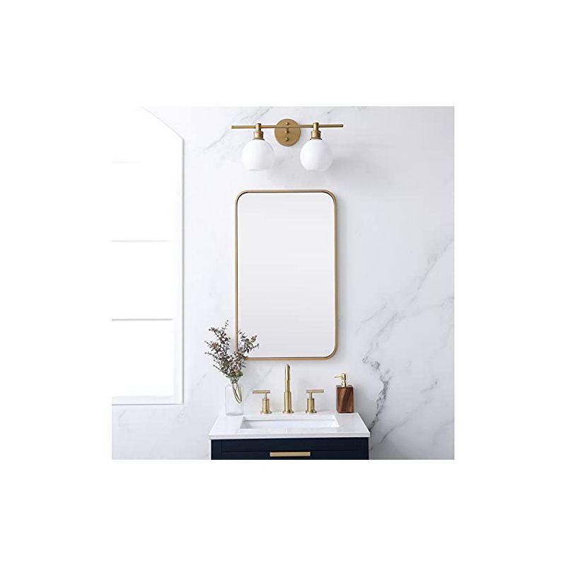 Elegant Lighting Soft corner metal rectangular mirror 18x30 inch in Brass
