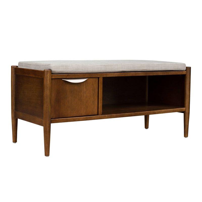 Ink+Ivy Arcadia Storage Bench: Mid-Century Modern, Removable Polyester Cushion, Wood Frame, Entryway Seating