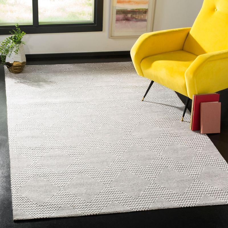 Ivory and Gray Hand Loomed Wool Area Rug