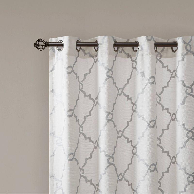 Fretwork Print Grommet Top Window Curtain Panel