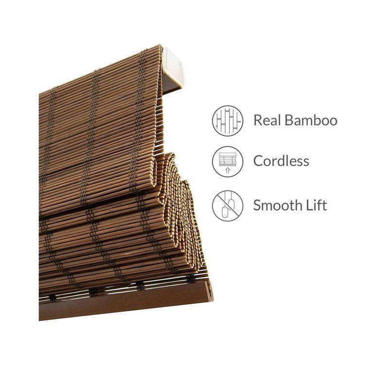 32"x64" Chicology Light Filtering Bamboo Roman Shade Bear Brown
