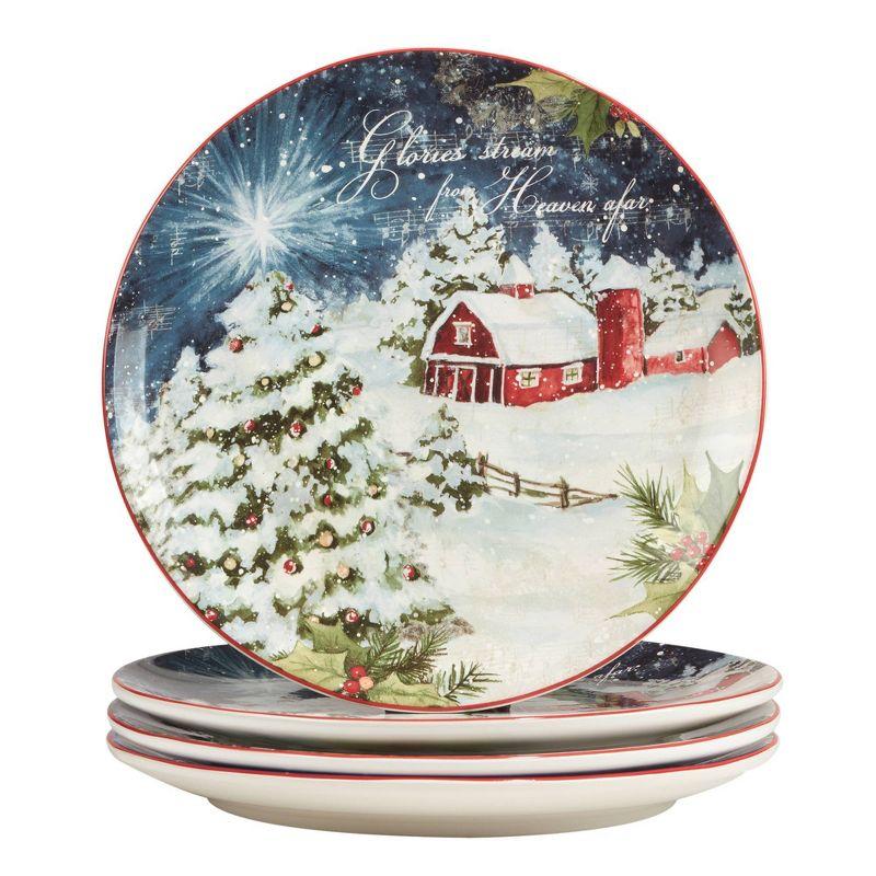 Silent Night 16-Piece Multicolor Ceramic Holiday Dinnerware Set