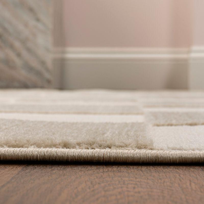 JONATHAN Y Thea Modern Geometric Checkerboard High-Low Beige/Cream 3 ft. x 5 ft. Area Rug