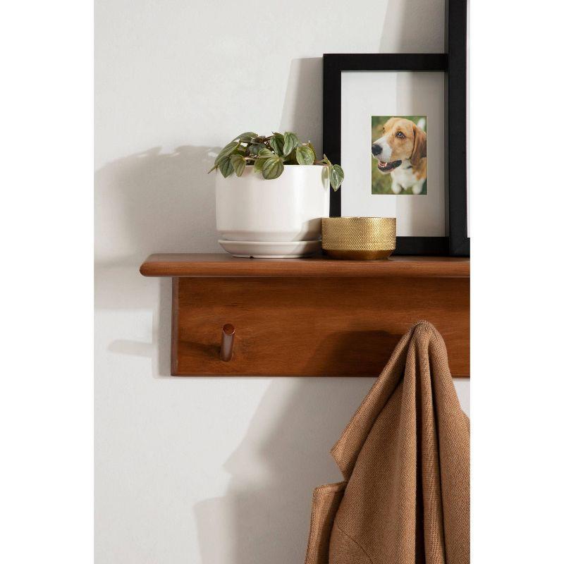 Kate & Laurel All Things Decor 36" x 5" Alta Wood Shelf with 5 Posts Walnut Brown - No Assembly, Includes Mounting Hardware