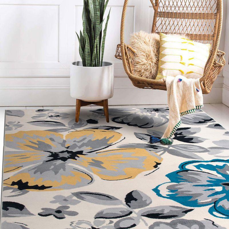 World Rug Gallery Modern Floral Design Cream 6'6" x 9' Area Rug