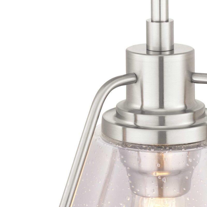 Range Elegance Triangular Clear Seeded Glass Pendant in Brushed Nickel, 19.75"