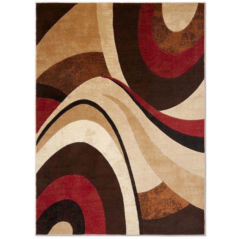 Tribeca Brown and Red Abstract Rectangular Area Rug