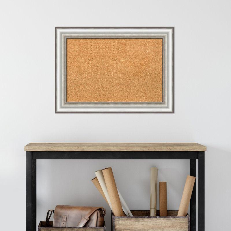 Amanti Art Natural Corkboard with Silver Frame, 29 x 21 Inch